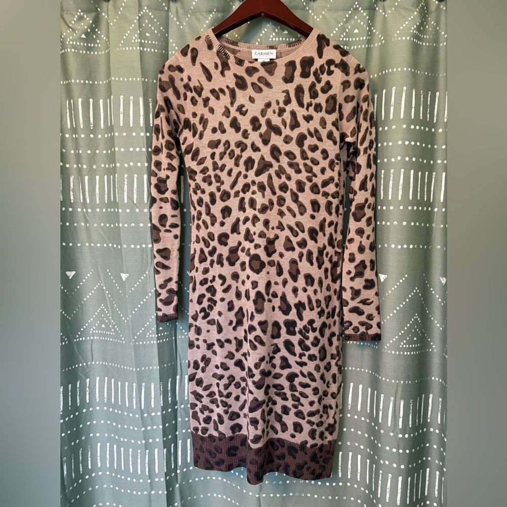 Leopard Print Long Sleeve Dress